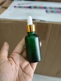 ขวดแก้วอโร่มา-หัวดรอปเปอร์ กระปุกครีม : ขวดแก้วใส่เซรั่ม 30ml สีเขียวด้าน