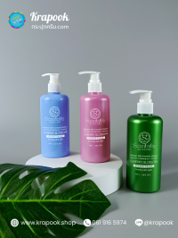 งานสกรีน : สกรีนขวดแชมพูที่พัก 300ml สีพาสเทล