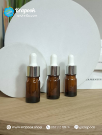 ขวดแก้วอโร่มา-หัวดรอปเปอร์ : ขวดเซรั่มสีชา 10ml หัวดรอปเปอร์