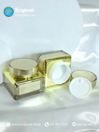 กระปุกครีมอะคริลิค : กระปุกพรี่เมี่ยม 15ml สีทอง สีเหลี่ยม