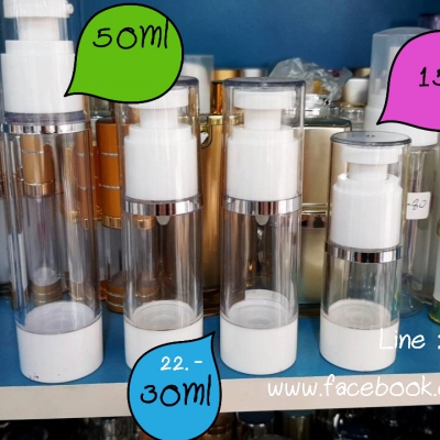 ขวดปั๊มสูญญากาศ (ไม่มีสาย ) : ขวดเซรั่ม ตัวใส  15ml 30ml 50ml 100ml ຂວດໃສ່ໂລຊັ້ນ ກະປຸກຄຮີມ