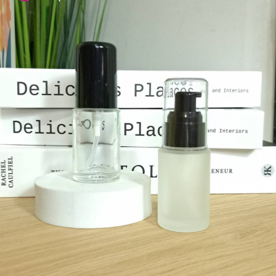 ขวดแก้ว : ขวดเซรั่มหัวปั้ม 30ml ขุ่น ใส