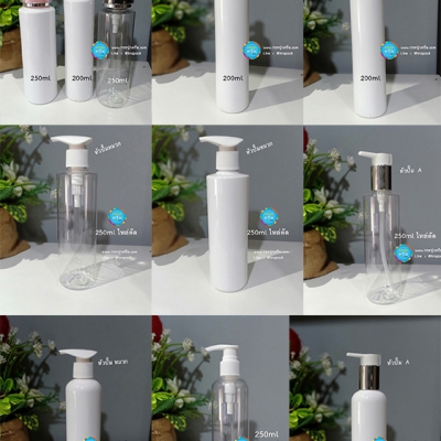 ขวดปั๊ม PET ใส + หัวปั๊ม : ขวดปั๊ม ขวดแชมพู ชวดโลชั่น