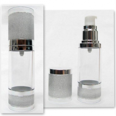 ขวดสูญญากาศ 15 ml : ขวดสูญญากาศ โปร่งแสง ฝาผิวหยาบสีเงินเงา 15 ml