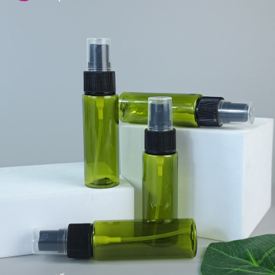 ขวดปั๊ม PET ใส + หัวปั๊ม : ขวดสเปร์ย 15ml พลาสติก สีเขียว