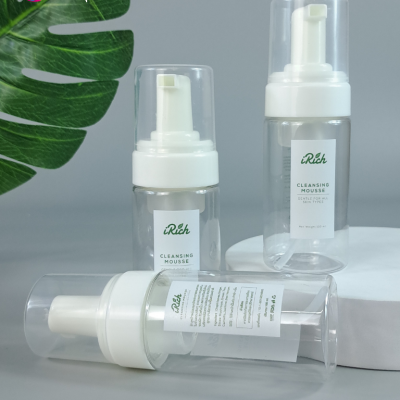 งานสกรีน : งานสกรีนขวดปั้มมูส 100ml หน้าหลัง หลายสี