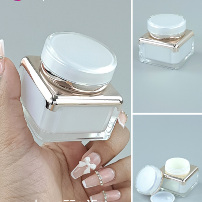 กระปุกครีมอะคริลิค : กระปุกอะคริลิค 15g ขอบสีโรสโกลว์