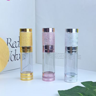 ขวดปั๊มสูญญากาศ (ไม่มีสาย ) : ขวดเซรั่ม สูญญากาศ 30ml พ่นทราย สีชมพู เงิน ทอง