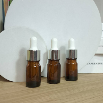 ขวดแก้วอโร่มา-หัวดรอปเปอร์ : ขวดเซรั่มสีชา 10ml หัวดรอปเปอร์