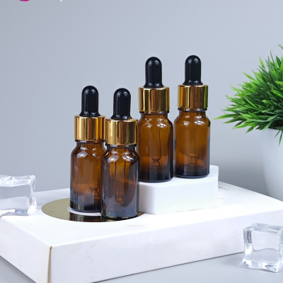 ขวดแก้วอโร่มา-หัวดรอปเปอร์ : ขวดเซรั่ม 10ml ขวดอโรม่า สีชา