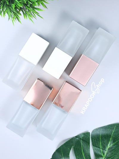 ขวดเหลี่ยม 25ml 3สี โรสโกลว์เงา โรสโกลว์ด้าน ขาว